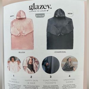 Kit•sch Glazey Satin Hoodie in Charcoal Grey One Size
